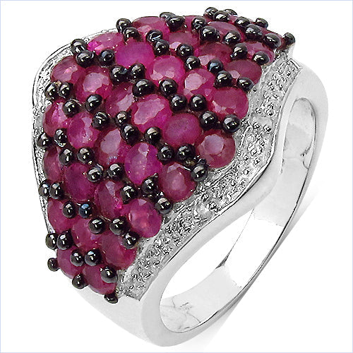 Bids.com 2.76 Carat Genuine Ruby & White Topaz .925 Sterling Silver Ring Rings White Smoke size 7.00,size 6.00,size 8.00,size 9.00