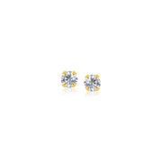 Bids.com 14k Yellow Gold Stud Earrings with Faceted White Cubic Zirconia Earrings White Smoke Yellow Gold