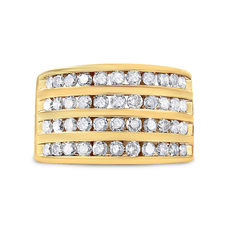 Bids.com 10K Yellow Gold Plated .925 Sterling Silver 1 1/2 Cttw Diamond 4 Row Channel Band Ring (Champagne Color, I2-I3 Clarity) Size 7 Rings Light Goldenrod 7 / Yellow.Sterling Silver,5 / Yellow.Sterling Silver,8 / Yellow.Sterling Silver,6 / Yellow.Sterling Silver,9 / Yellow.Sterling Silver
