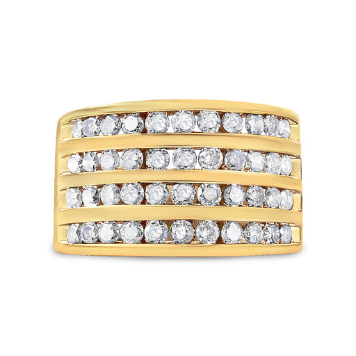 Bids.com 10K Yellow Gold Plated .925 Sterling Silver 1 1/2 Cttw Diamond 4 Row Channel Band Ring (Champagne Color, I2-I3 Clarity) Size 7 Rings Light Goldenrod 7 / Yellow.Sterling Silver,5 / Yellow.Sterling Silver,8 / Yellow.Sterling Silver,6 / Yellow.Sterling Silver,9 / Yellow.Sterling Silver