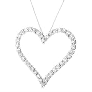 Bids.com .925 Sterling Silver 3.0 cttw Round-Cut Diamond Open Heart Pendant Necklace (I-J Color, I2-I3 Clarity) - 18" Necklaces White Smoke White.Sterling Silver / 18