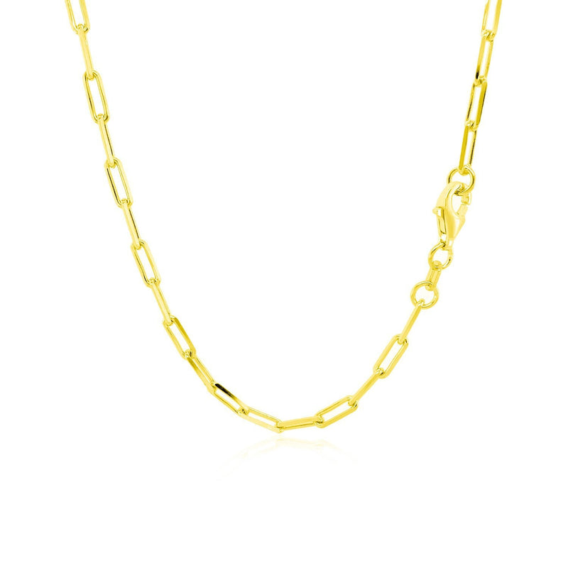 Bids.com 14K Yellow Gold Paperclip Chain (2.5mm) Necklaces White Smoke 18 / Yellow Gold,20 / Yellow Gold,24 / Yellow Gold
