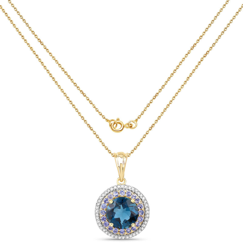 Bids.com "5.10 Carat Genuine London Blue Topaz, Tanzanite and White Topaz .925 Sterling Silver Pendant Pendants White Smoke