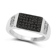 Bids.com 0.55 Carat Genuine Black Diamond and White Diamond .925 Sterling Silver Ring Rings White Smoke size 9.00,size 6.00,size 7.00,size 8.00