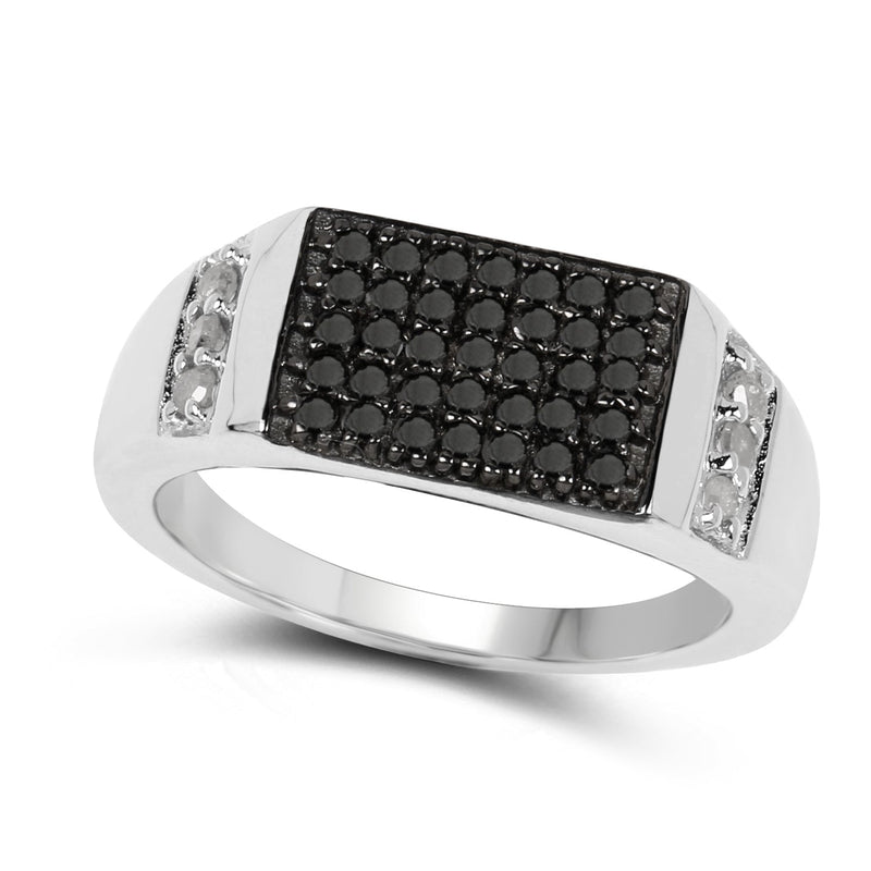 Bids.com 0.55 Carat Genuine Black Diamond and White Diamond .925 Sterling Silver Ring Rings White Smoke size 9.00,size 6.00,size 7.00,size 8.00