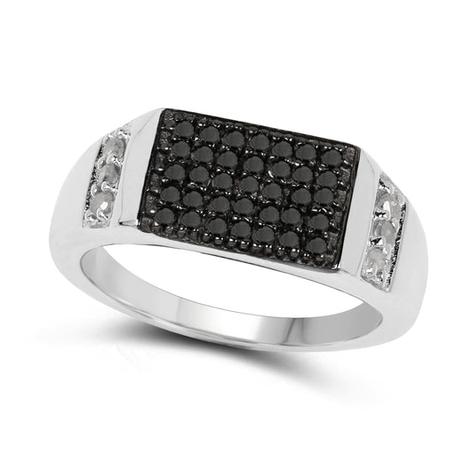 Bids.com 0.55 Carat Genuine Black Diamond and White Diamond .925 Sterling Silver Ring Rings White Smoke size 9.00,size 6.00,size 7.00,size 8.00