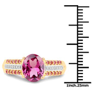 Bids.com 14K Yellow Gold Plated 3.32 Carat Genuine Rhodolite and White Topaz .925 Sterling Silver Ring Rings White Smoke size 9.00,size 6.00,size 7.00,size 8.00
