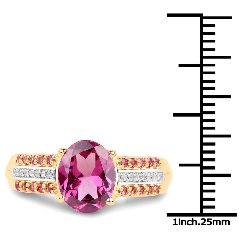 Bids.com 14K Yellow Gold Plated 3.32 Carat Genuine Rhodolite and White Topaz .925 Sterling Silver Ring Rings White Smoke size 9.00,size 6.00,size 7.00,size 8.00