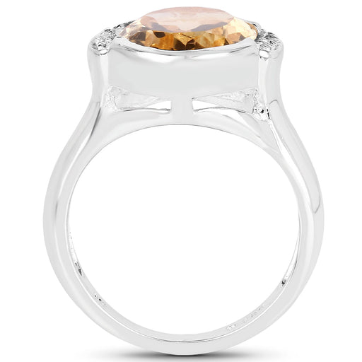 Bids.com 5.05 Carat Genuine Citrine and White Diamond .925 Sterling Silver Ring Rings White Smoke size 6.00,size 7.00,size 8.00,size 9.00