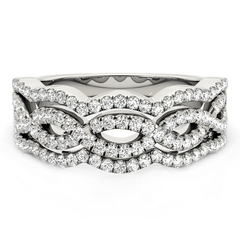 Bids.com Diamond Studded Ring with Four Curves in 14k White Gold (5/8 cttw) Rings Gray 3 / White Gold,3.5 / White Gold,4 / White Gold,4.5 / White Gold,5 / White Gold,5.5 / White Gold,6 / White Gold,6.5 / White Gold,7 / White Gold,7.5 / White Gold,8 / White Gold,8.5 / White Gold,9 / White Gold