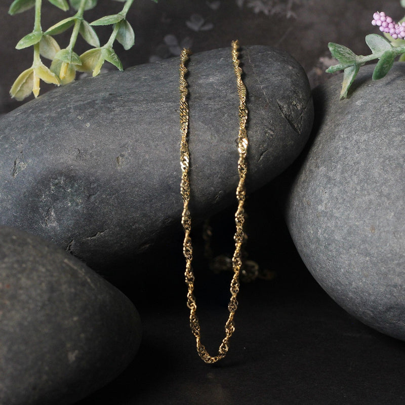 Bids.com 2.1mm 14k Yellow Gold Singapore Chain Necklaces Black 16 / Yellow Gold,18 / Yellow Gold,20 / Yellow Gold,24 / Yellow Gold