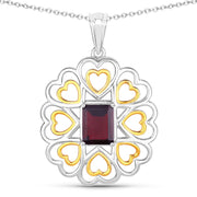 Bids.com 2.55 Carat Genuine Garnet .925 Sterling Silver Pendant Pendants White Smoke size 18.00