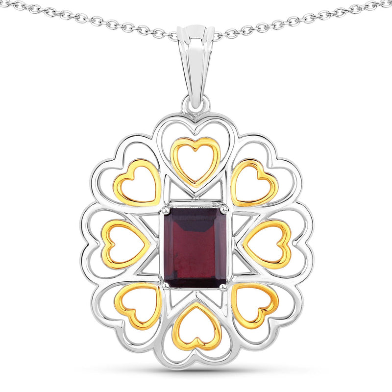 Bids.com 2.55 Carat Genuine Garnet .925 Sterling Silver Pendant Pendants White Smoke size 18.00