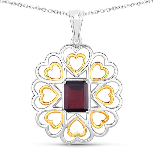 Bids.com 2.55 Carat Genuine Garnet .925 Sterling Silver Pendant Pendants White Smoke size 18.00