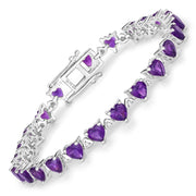 Bids.com 10.01 Carat Genuine Amethyst and White Diamond .925 Sterling Silver Bracelet Bracelets White Smoke size 5.50