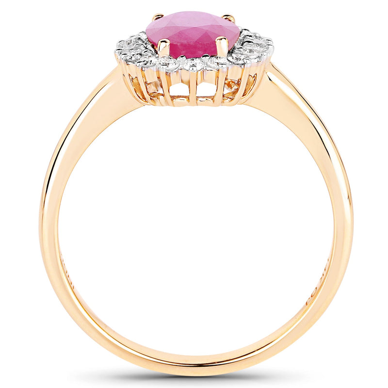 Bids.com 1.48 Carat Genuine Ruby and White Diamond 14K Yellow Gold Ring Rings White Smoke size 7.00