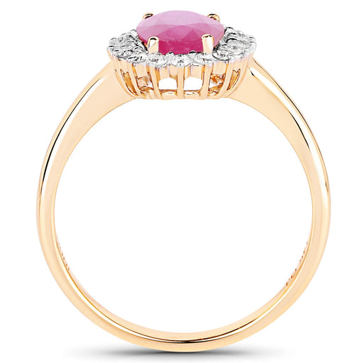Bids.com 1.48 Carat Genuine Ruby and White Diamond 14K Yellow Gold Ring Rings White Smoke size 7.00