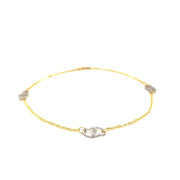 Bids.com 14k Two Tone Gold Entwined Heart Stationed Anklet Accessories White Smoke 10 / Two-Tone Gold