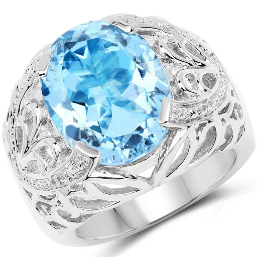 Bids.com 11.29 Carat Genuine Blue Topaz and White Topaz .925 Sterling Silver Ring Rings White Smoke size 7.00,size 8.00,size 6.00,size 9.00
