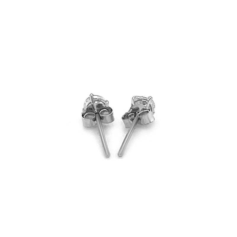 Bids.com 14k White Gold 3mm Faceted White Cubic Zirconia Stud Earrings Earrings White Smoke White Gold