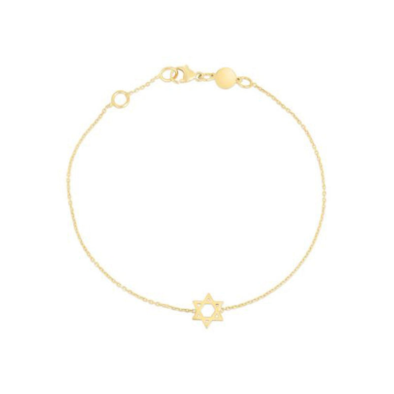 Bids.com 14k Yellow Gold Star of David Bracelet Bracelets White Smoke 7 / Yellow Gold