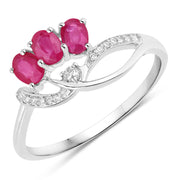 Bids.com 0.71 Carat Genuine Ruby and White Diamond 14K White Gold Ring Rings White Smoke size 5.00,size 6.00,size 7.00,size 8.00,size 9.00