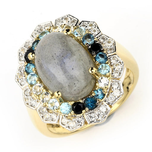 Bids.com 5.63 Carat Genuine Multi Stones .925 Sterling Silver Ring Rings White Smoke size 6.00,size 7.00,size 8.00,size 9.00