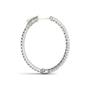 Bids.com 14k White Gold Diamond Hoop Double Sided Three Row Earrings (2 cttw) Earrings White Smoke White Gold