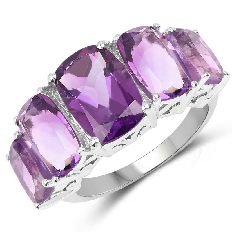 Bids.com 11.10 Carat Genuine Amethyst .925 Sterling Silver Ring Rings White Smoke size 6.00,size 7.00,size 5.00,size 8.00,size 9.00