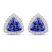 Bids.com 3.82 Carat Genuine Tanzanite and White Diamond 14K White Gold Earrings Earrings White Smoke