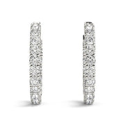 Bids.com 14k White Gold Two Sided Prong Set Diamond Hoop Earrings (3 1/2 cttw) Earrings White Smoke White Gold