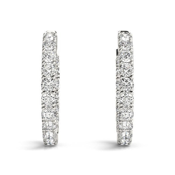 Bids.com 14k White Gold Two Sided Prong Set Diamond Hoop Earrings (3 1/2 cttw) Earrings White Smoke White Gold
