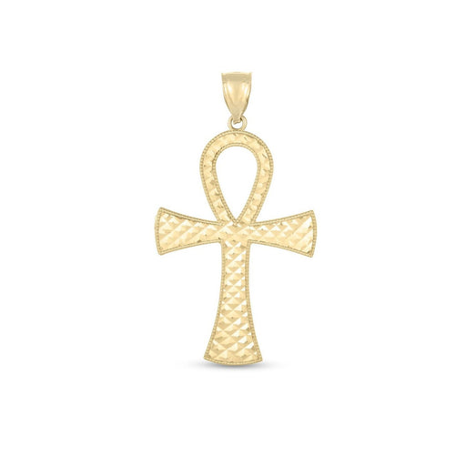 Bids.com 14k Yellow Gold High Polish Textured Ankh Pendant Pendants White Smoke Yellow Gold