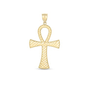 Bids.com 14k Yellow Gold High Polish Textured Ankh Pendant Pendants White Smoke Yellow Gold