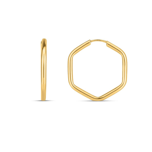 Bids.com 14k Yellow Gold Endless Hexagon Hoop Earrings Earrings White Smoke Yellow Gold