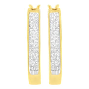 Bids.com 10K Yellow Gold 1/2 Cttw Invisible Set Princess-cut Diamond Hoop Earrings (H-I Color, SI2-I1 Clarity) Earrings White Smoke Yellow.Gold / 0.5