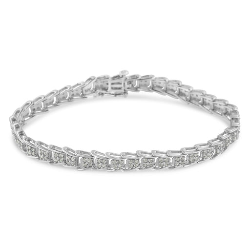 Bids.com 10k White Gold 2 cttw Diamond Fan-Shaped Link Tennis Bracelet (I-J Clarity, I3 Color) - Size 7.25" Bracelets White Smoke White.Gold / 7.25