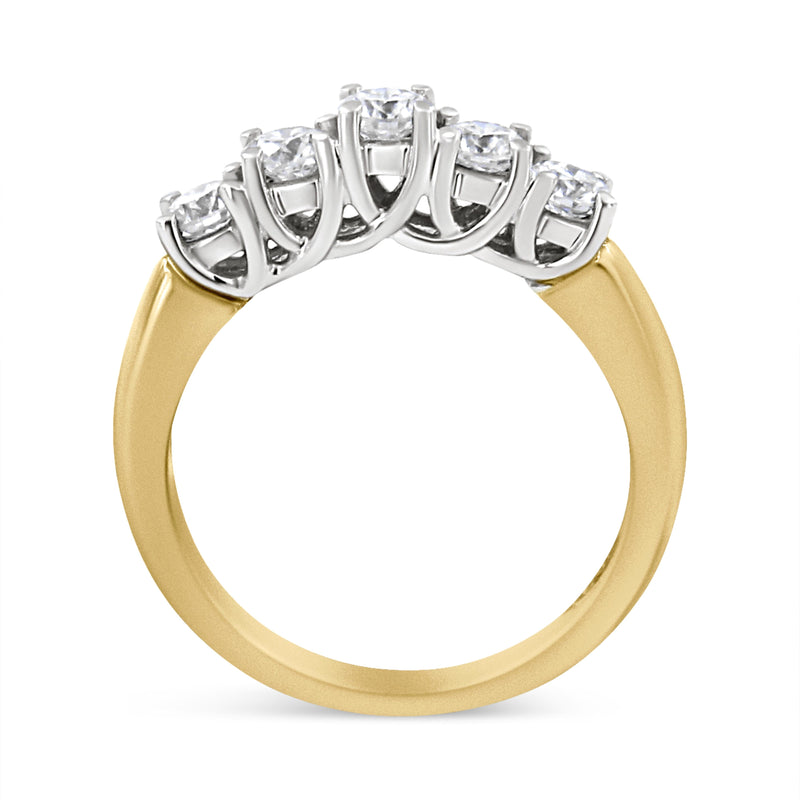 Bids.com 18K Yellow Gold 1.0 Cttw 4 Prong Set Round Cut Diamond Step up 5 Stone Ring Band (F-G Color, SI1-SI2 Clarity) - Size 6 Rings White Smoke 8.5 / Yellow.Gold,8 / Yellow.Gold,7 / Yellow.Gold,6 / Yellow.Gold