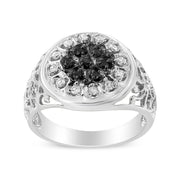 Bids.com .925 Sterling Silver 1/4 Cttw White and Black Treated Diamond Halo Cluster Ring for Men (I-J Color, I3 Clarity) - Size 10 Rings White Smoke 10 / White.Sterling Silver,11 / White.Sterling Silver,9 / White.Sterling Silver