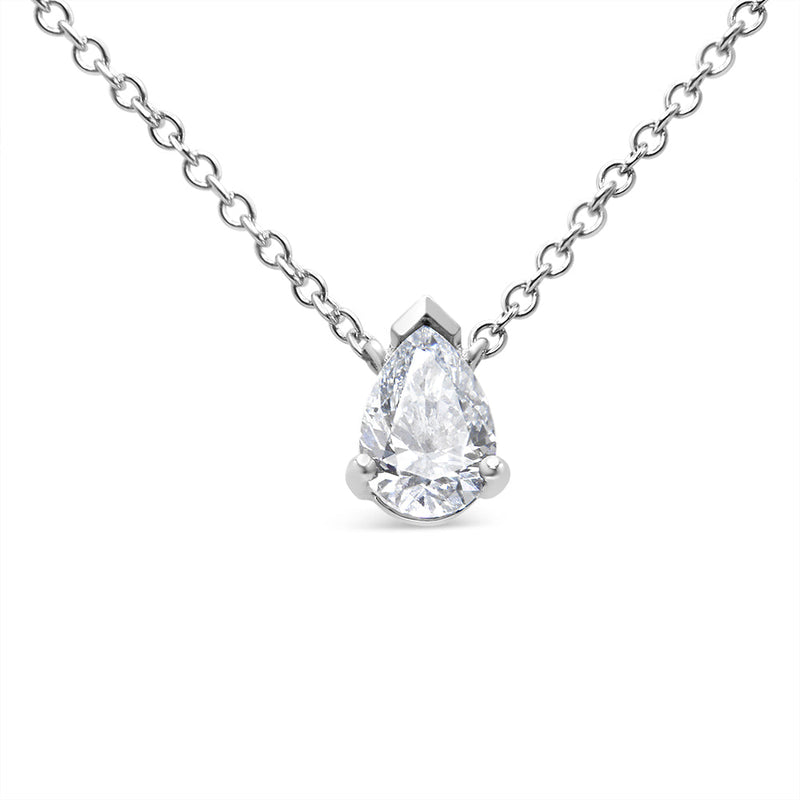 Bids.com 14K White Gold 1/2 Cttw Lab Grown Pear Shape Solitaire Diamond Pendent 18" Necklace (F-G Color, VS2-SI1 Clarity) Necklaces White Smoke White.Gold / 18