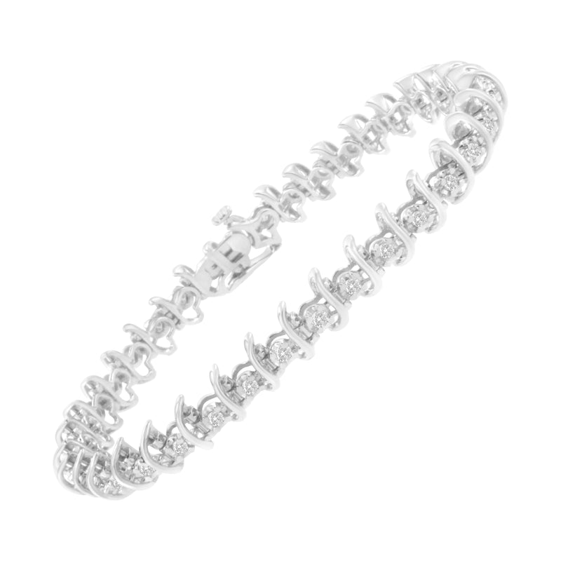 Bids.com .925 Sterling Silver 1 cttw Prong-Set Diamond Link Bracelet (I-J, I1-I2) - 7.25" Bracelets White Smoke White.Sterling Silver / 7.5