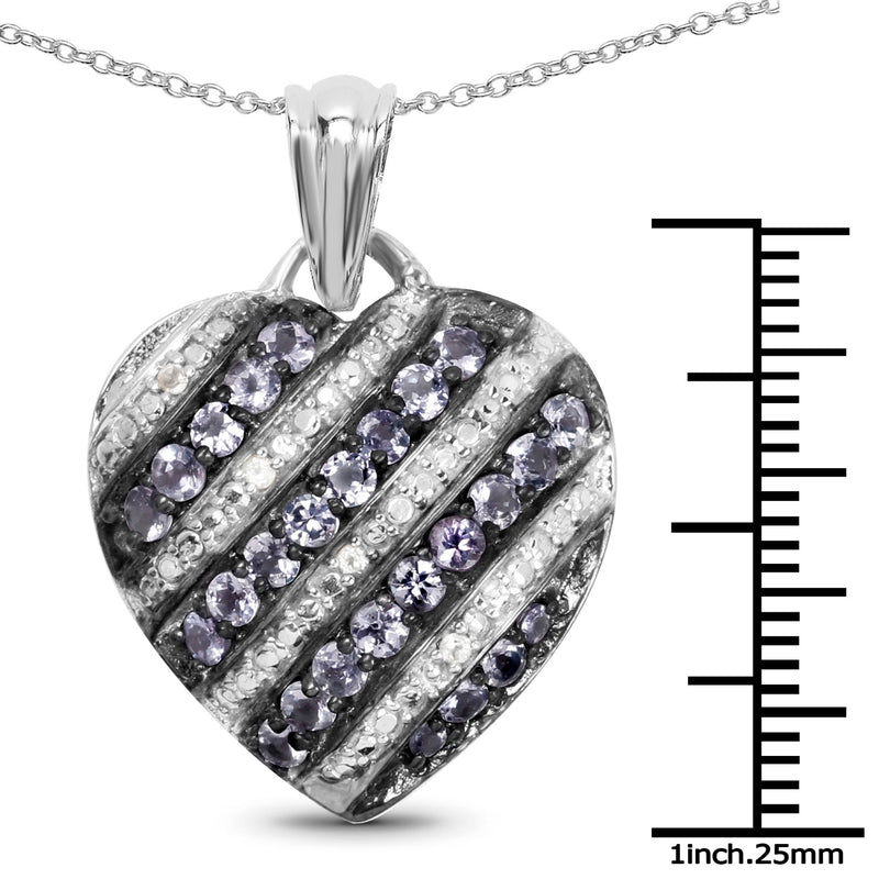 Bids.com 1.30 Carat Genuine Tanzanite and White Topaz .925 Sterling Silver Pendant Pendants White Smoke