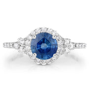 Bids.com 1.34 Carat Genuine Blue Sapphire and White Diamond 14K White Gold Ring Rings White Smoke size 7.00