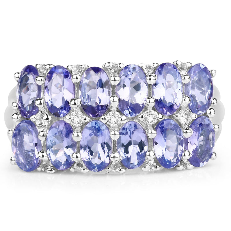 Bids.com 3.16 Carat Genuine Tanzanite & White Topaz .925 Sterling Silver Ring Rings White Smoke size 6.00,size 8.00,size 7.00,size 9.00,size 5.00,size 10.00