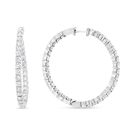 Bids.com 18K White Gold 3 5/8 Cttw Round Diamond Curved Inside-Outside Hoop Earrings (F-G Color, VS1-VS2 Clarity) Earrings White Smoke White.Gold / 3.66