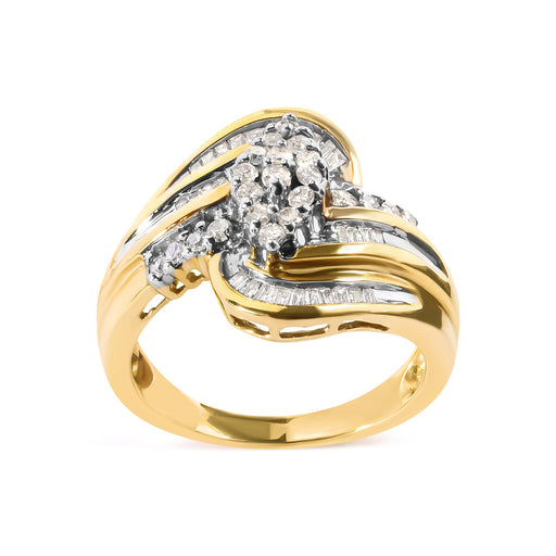Bids.com 10K Yellow Gold 1/2 Cttw Diamond Pear Cluster and Swirl Ring (H-I Color, I1-I2 Clarity) - Ring Size 7 Rings White Smoke 7 / Yellow.Gold