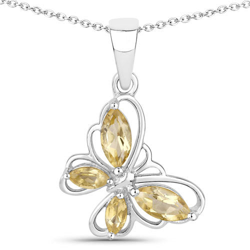 Bids.com 0.62 Carat Genuine Citrine .925 Sterling Silver Pendant Pendants White Smoke