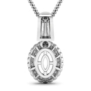 Bids.com 0.22 Carat Genuine White Diamond 14K White Gold Semi Mount Pendant - holds 9x7mm Oval Gemstone Pendants White Smoke