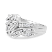 Bids.com 10K White Gold Ring 3/4 Cttw Round and Baguette-Cut Diamond Bypass Ring (H-I Color, I2-I3 Clarity) - Size 6 Rings White Smoke 7 / White.Gold,8 / White.Gold,6 / White.Gold
