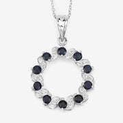 Bids.com 1.30 Carat Genuine Blue Sapphire and White Topaz .925 Sterling Silver Pendant Pendants White Smoke